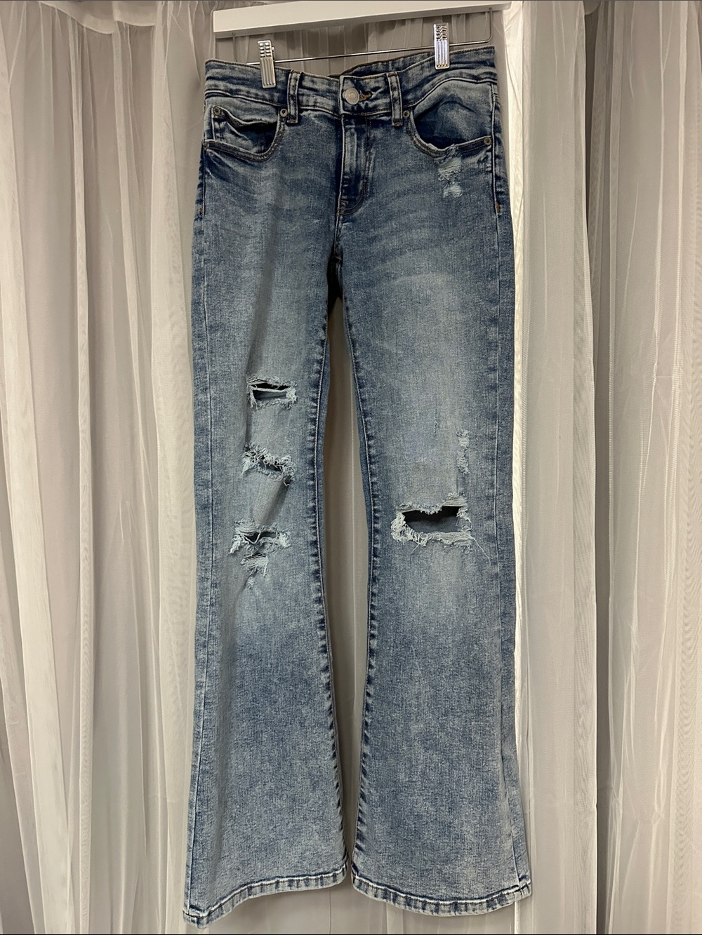 Aeropostale Light Blue Distressed Flare Jeans